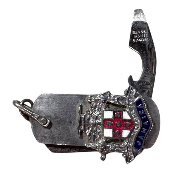 Vtg Jamaica Multi-Tool Keychain Pendant Bottle Opener & Folding Knife Stainless - Picture 7 of 8